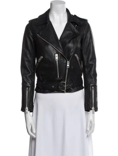 Pre-owned Allsaints Leather Biker Jacket In Black