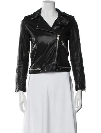 Pre-owned Allsaints Leather Biker Jacket In Black