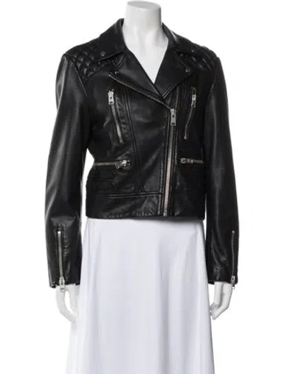 Pre-owned Allsaints Leather Biker Jacket In Black