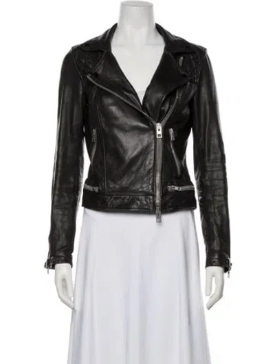Pre-owned Allsaints Leather Biker Jacket In Black