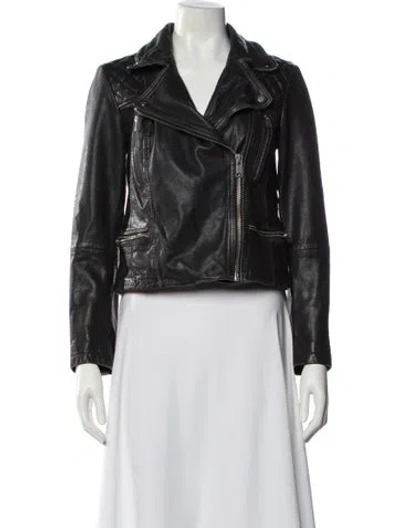 Pre-owned Allsaints Leather Biker Jacket In Black