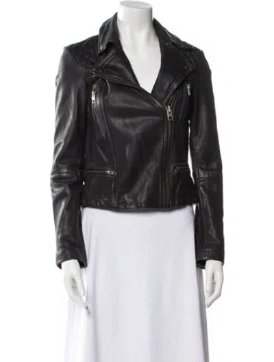 Pre-owned Allsaints Leather Biker Jacket In Black