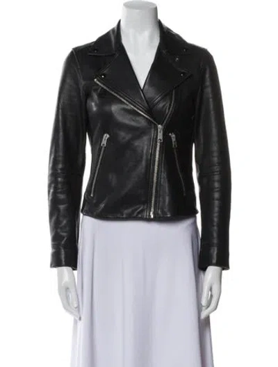 Pre-owned Allsaints Leather Biker Jacket In Black