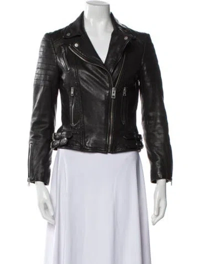 Pre-owned Allsaints Leather Biker Jacket In Black