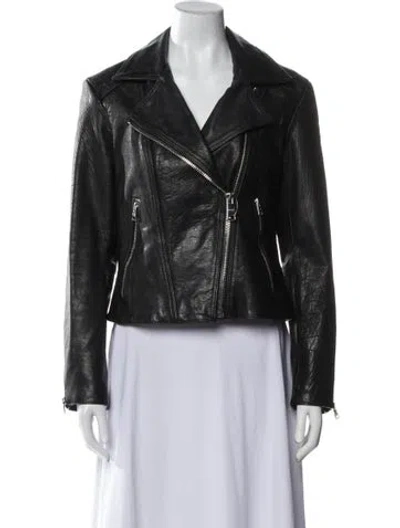 Pre-owned Allsaints Leather Biker Jacket In Black