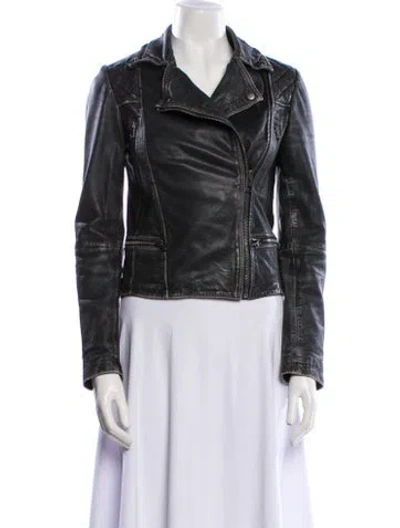 Pre-owned Allsaints Leather Biker Jacket In Black