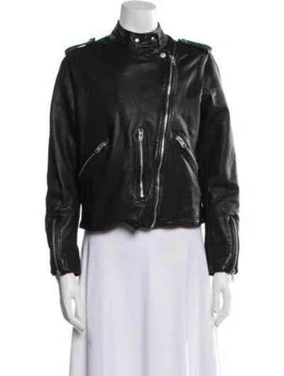 Pre-owned Allsaints Leather Biker Jacket In Black