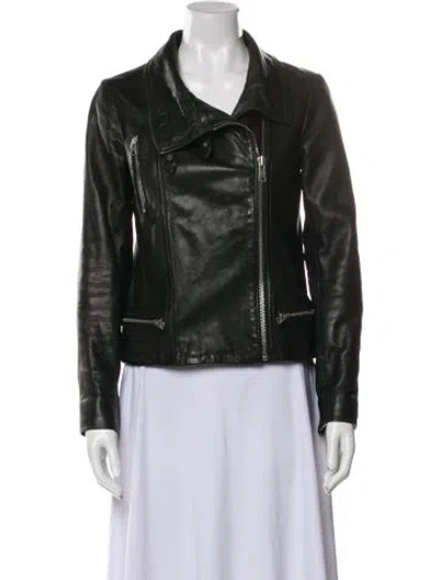 Pre-owned Allsaints Leather Biker Jacket In Black