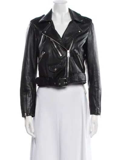 Pre-owned Allsaints Leather Biker Jacket In Black