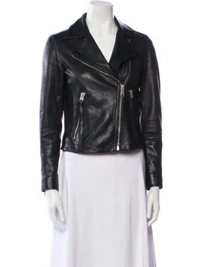 Pre-owned Allsaints Leather Biker Jacket In Black