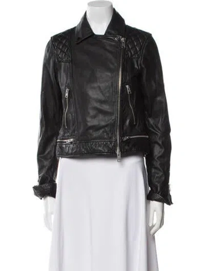Pre-owned Allsaints Leather Biker Jacket In Black
