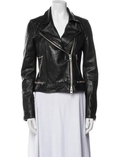 Pre-owned Allsaints Leather Biker Jacket In Black