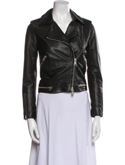 Pre-owned Allsaints Leather Biker Jacket In Black