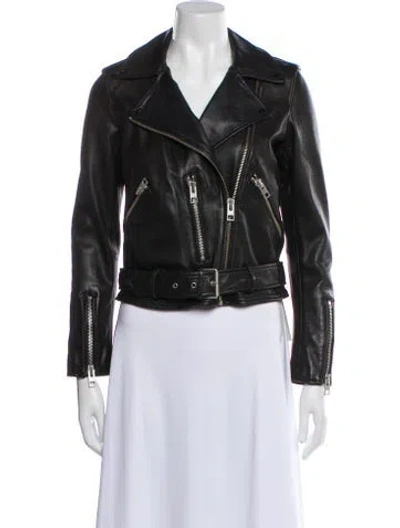 Pre-owned Allsaints Leather Biker Jacket In Black