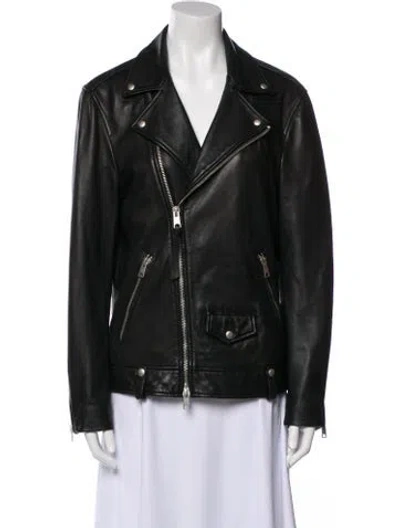 Pre-owned Allsaints Leather Biker Jacket In Black