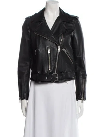 Pre-owned Allsaints Leather Biker Jacket In Black