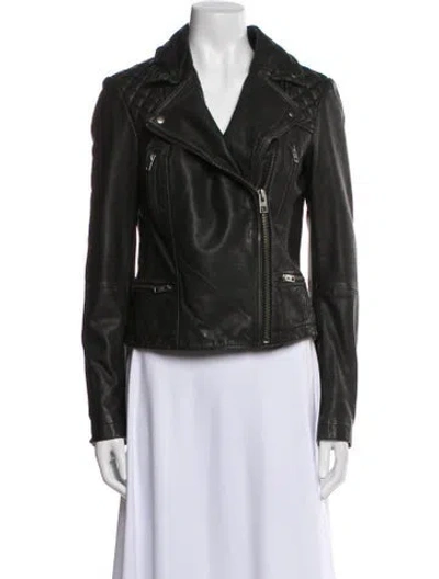 Pre-owned Allsaints Leather Biker Jacket In Black