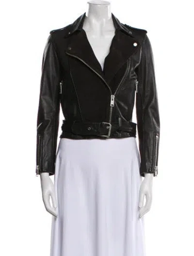 Pre-owned Allsaints Leather Biker Jacket In Black