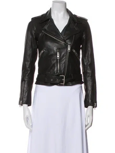 Pre-owned Allsaints Leather Biker Jacket In Black