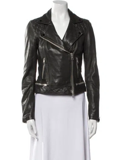 Pre-owned Allsaints Leather Biker Jacket In Black