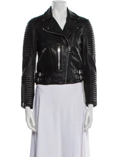 Pre-owned Allsaints Leather Biker Jacket In Black