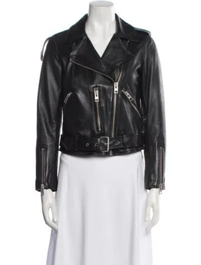 Pre-owned Allsaints Leather Biker Jacket In Black