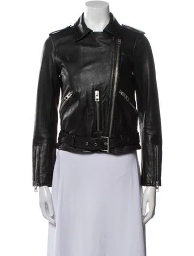 Pre-owned Allsaints Leather Biker Jacket In Black