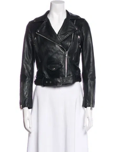 Pre-owned Allsaints Leather Biker Jacket In Black