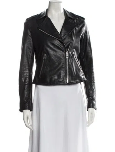 Pre-owned Allsaints Leather Biker Jacket In Black