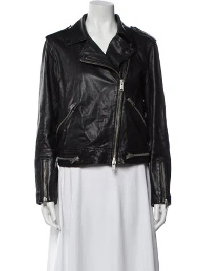 Pre-owned Allsaints Leather Biker Jacket In Black
