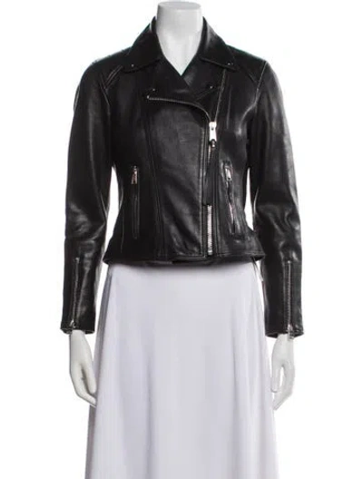 Pre-owned Allsaints Leather Biker Jacket In Black