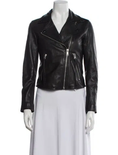 Pre-owned Allsaints Leather Biker Jacket In Black