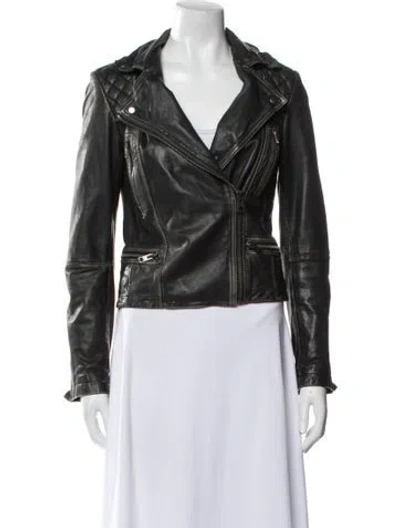 Pre-owned Allsaints Leather Biker Jacket In Black