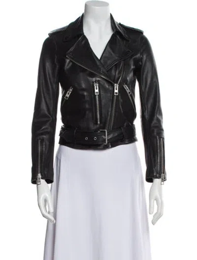 Pre-owned Allsaints Leather Biker Jacket In Black