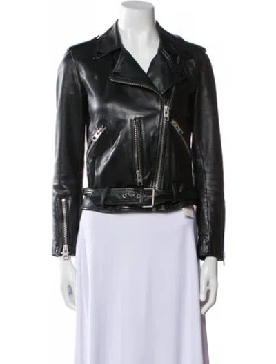 Pre-owned Allsaints Leather Biker Jacket In Black