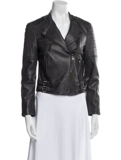 Pre-owned Allsaints Leather Biker Jacket In Black