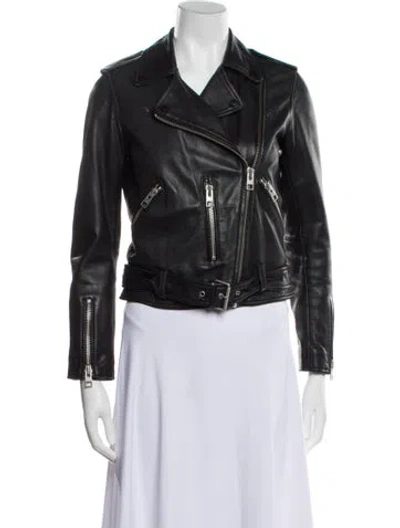 Pre-owned Allsaints Leather Biker Jacket In Black