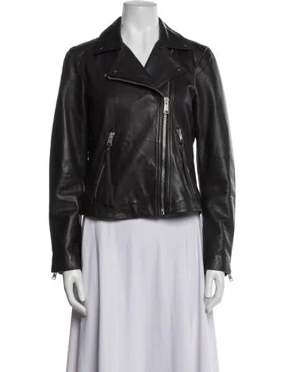Pre-owned Allsaints Leather Biker Jacket In Black