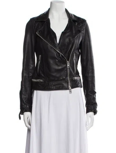 Pre-owned Allsaints Leather Biker Jacket In Black
