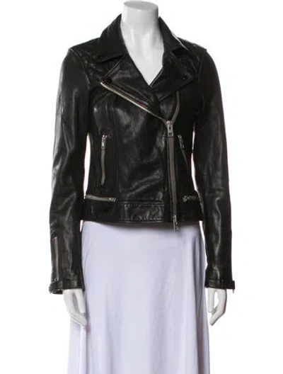 Pre-owned Allsaints Leather Biker Jacket In Black