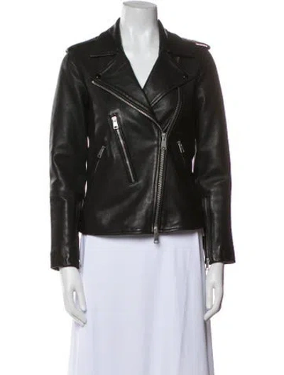 Pre-owned Allsaints Leather Biker Jacket In Black
