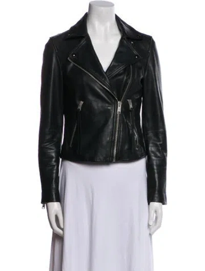 Pre-owned Allsaints Leather Biker Jacket In Black