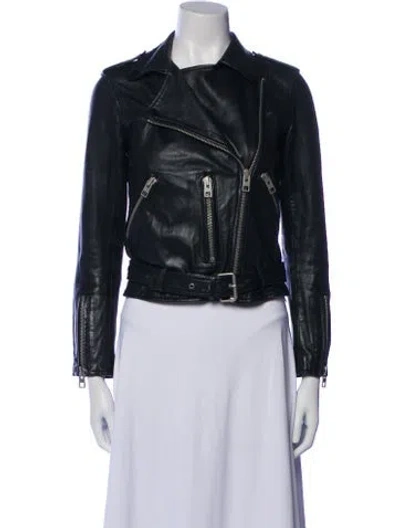 Pre-owned Allsaints Leather Biker Jacket In Black