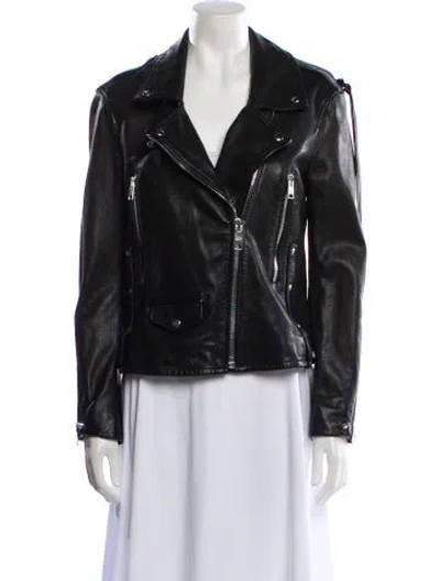 Pre-owned Allsaints Leather Biker Jacket In Black