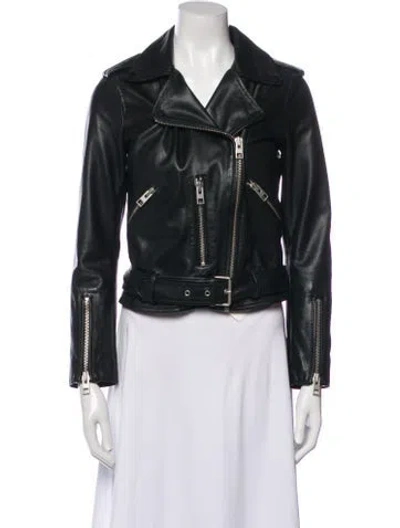 Pre-owned Allsaints Leather Biker Jacket In Black