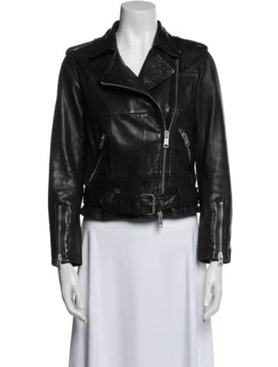 Pre-owned Allsaints Leather Biker Jacket In Black