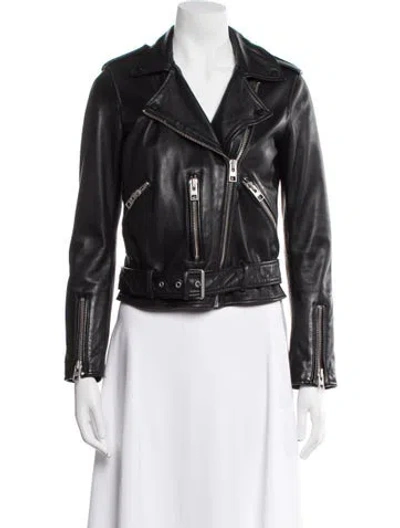 Pre-owned Allsaints Leather Biker Jacket In Black