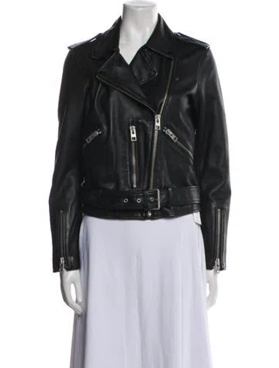 Pre-owned Allsaints Leather Biker Jacket In Black