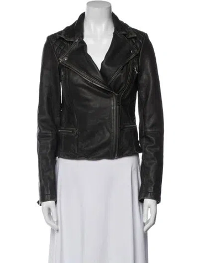 Pre-owned Allsaints Leather Biker Jacket In Black