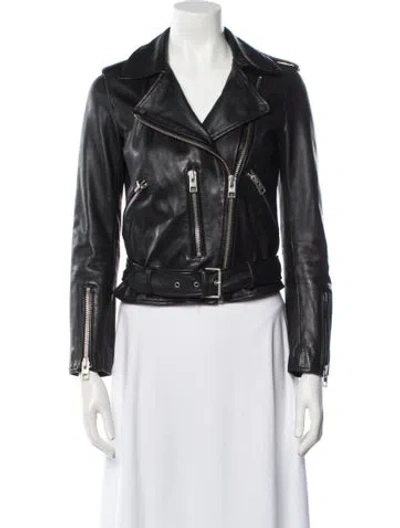 Pre-owned Allsaints Leather Biker Jacket In Black